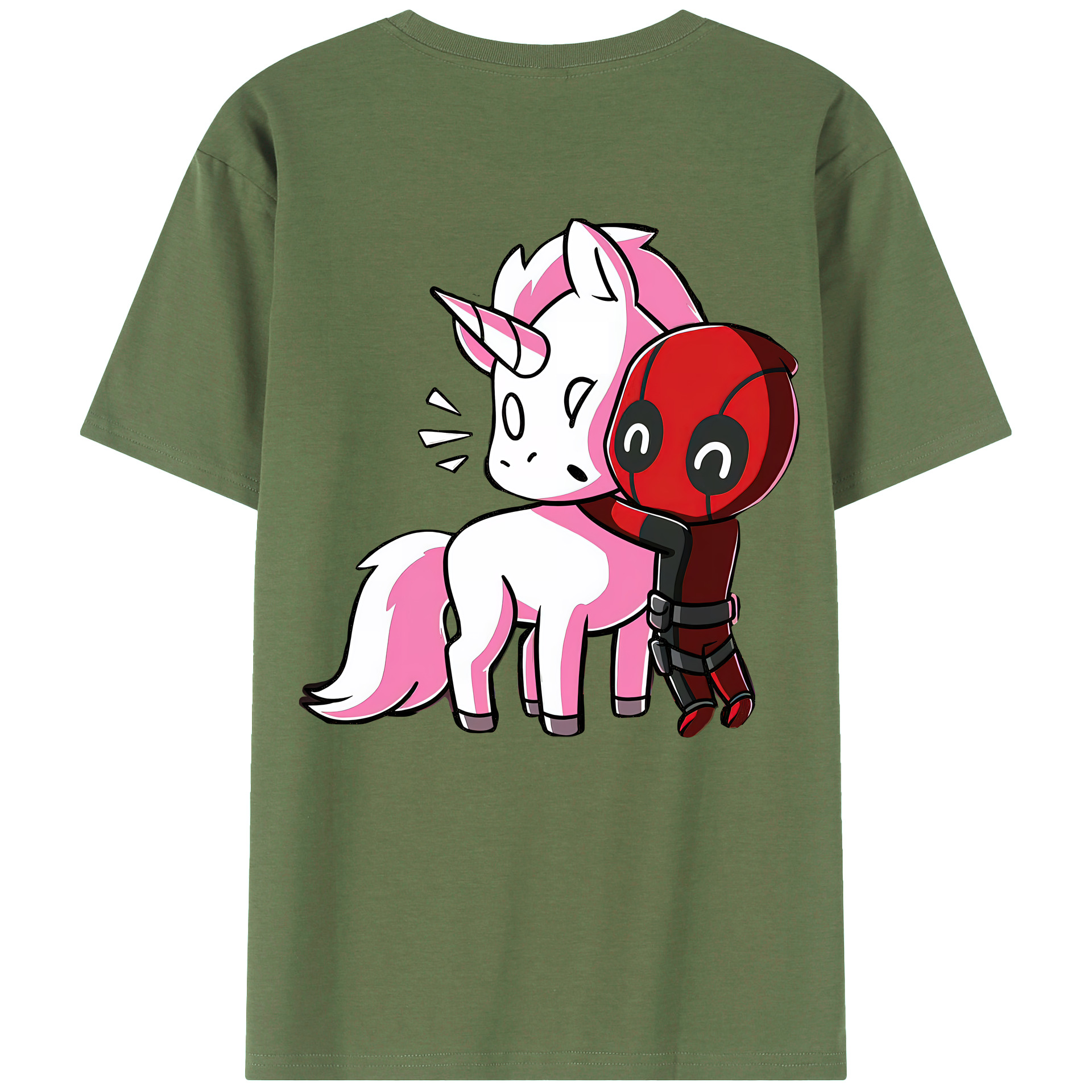 （画像用） Deadpool デッドプール 綿100％ メンズ半袖Tシャツ（バックプリント） 通気性